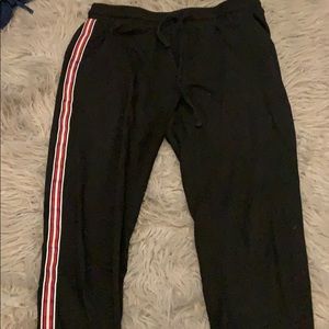 Black sweatpants with red white and navy blue!